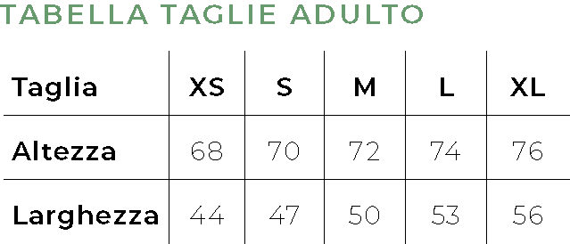 Tabella taglie Adulto